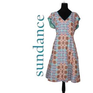 Sundance 100% Silk Short Sleeve V-Neck Dress Size 14